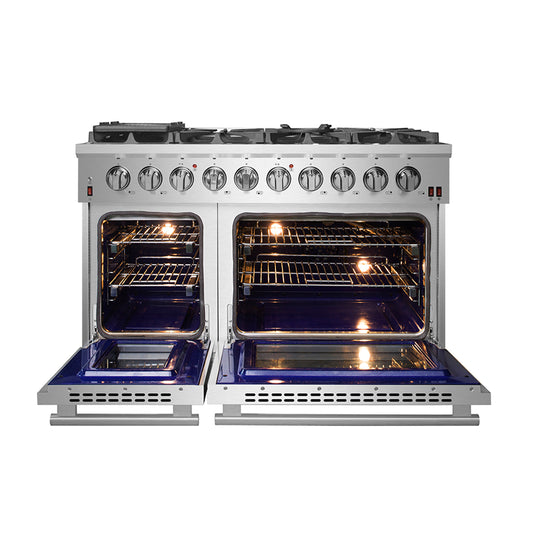 Forno Massimo 48-Inch Freestanding Gas Range, 8 Burners, True Convection Oven