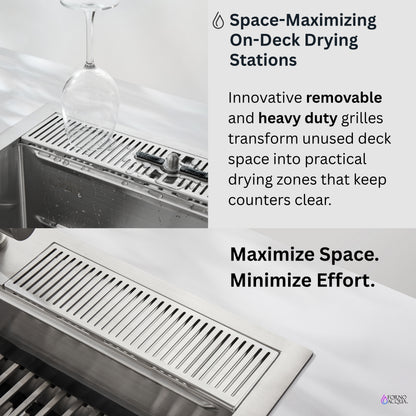 FORNO ACQUA 33 in. Drop-In/Undermount 3-Level Workstation Sink with Waterfall Faucet & Glass Rinser