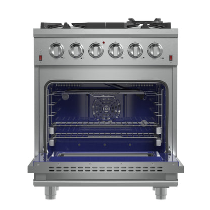 Forno Massimo 30-Inch Freestanding Gas Range, 5 Burners, True Convection Oven