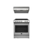 FORNO Premium 2-Piece Kitchen Bundle - Leonardo Espresso 30" Stainless Steel Range, 30" Stainless Steel Range Hood - FBDL-002-01US
