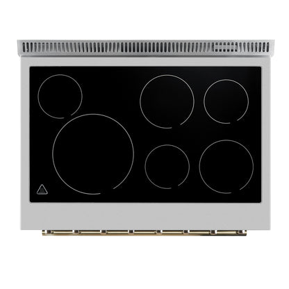 Forno Paolo 36 Inch White Freestanding Electric Range, Stainless Steel, 5.44 cu.ft, True Convection Oven, Energy Efficient
