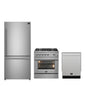 FORNO Premium 3-Piece Kitchen Bundle - 30&quot; Gas Range, Bottom Freezer Refrigerator, Built-In Dishwasher, Stainless Steel - FBDL-012-01CAUS