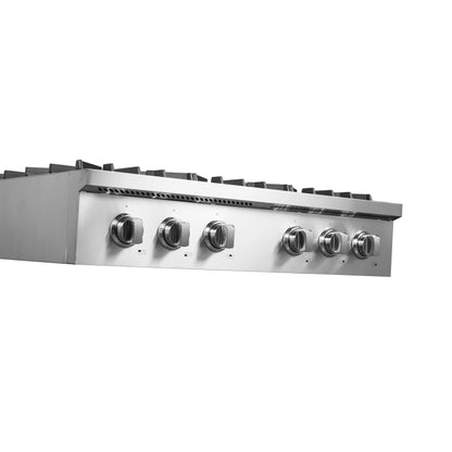 Forno Cossato Alta Qualita 36-Inch Pro-Style Gas Rangetop, Stainless Steel, 6 Sealed Burners, 83,000 BTU Total Output, Continuous Cast Iron Grates