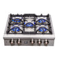 Forno Spezia Alta Qualita 30-Inch Pro-Style Gas Rangetop, Stainless Steel, 5 Sealed Burners, Continuous Cast Iron Grates, High Heat Output