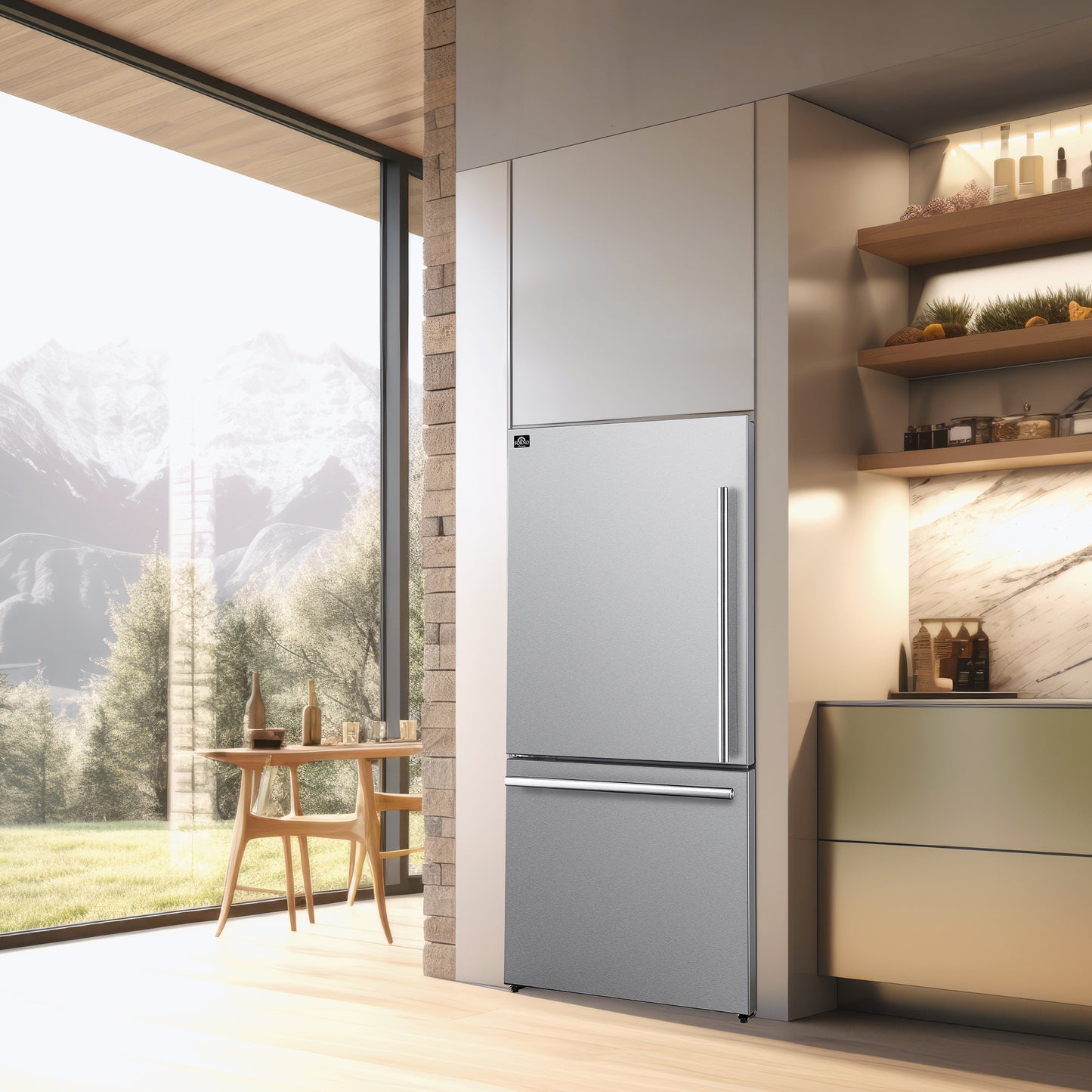 FORNO Premium 3-Piece Kitchen Bundle - 30&quot; Gas Range, Bottom Freezer Refrigerator, Built-In Dishwasher, Stainless Steel - FBDL-012-01CAUS