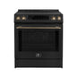 Forno Donatello Espresso 30-Inch Slide-In Black Induction Range, Convection Oven, 5 Cooking Zones, Touch Control Panel