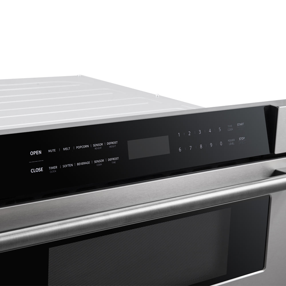 Forno Capoliveri 30-Inch Microwave Drawer, Stainless Steel, 1.2 cu.ft, 1500 Watts, Built-In, Touch Control LCD Display, Auto-Touch Open/Close, 11 Power Levels, Sensor Cooking