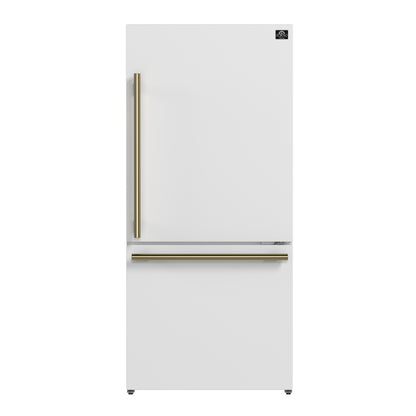 Forno Milano 2-Piece 62-Inch Freestanding Dual Bottom Freezer Refrigerator, White – 34.4 cu.ft, Touch Control, Ice Maker