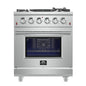 Forno Massimo 30-Inch Freestanding Gas Range, 5 Burners, True Convection Oven