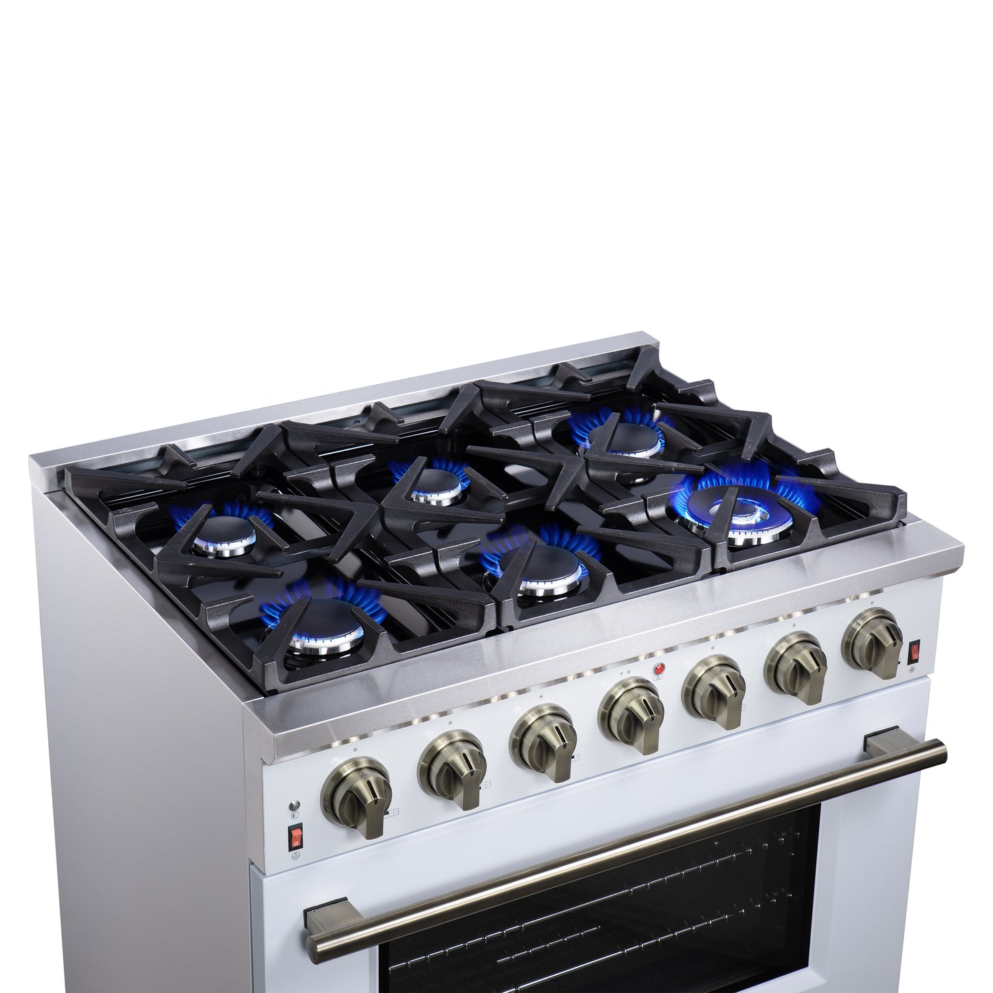 Forno Massimo 36-Inch White Freestanding Gas Range, 6 Sealed Burners, Convection Oven, Energy Efficient