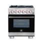 Forno Capriasca 30-Inch Freestanding Gas Range, 4 Burners, True Convection Oven, Black Door