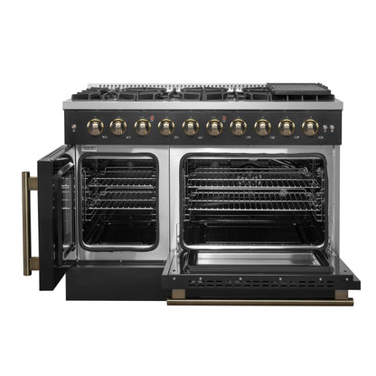 Forno Galiano 48" Freestanding French Door Gas Range in Black