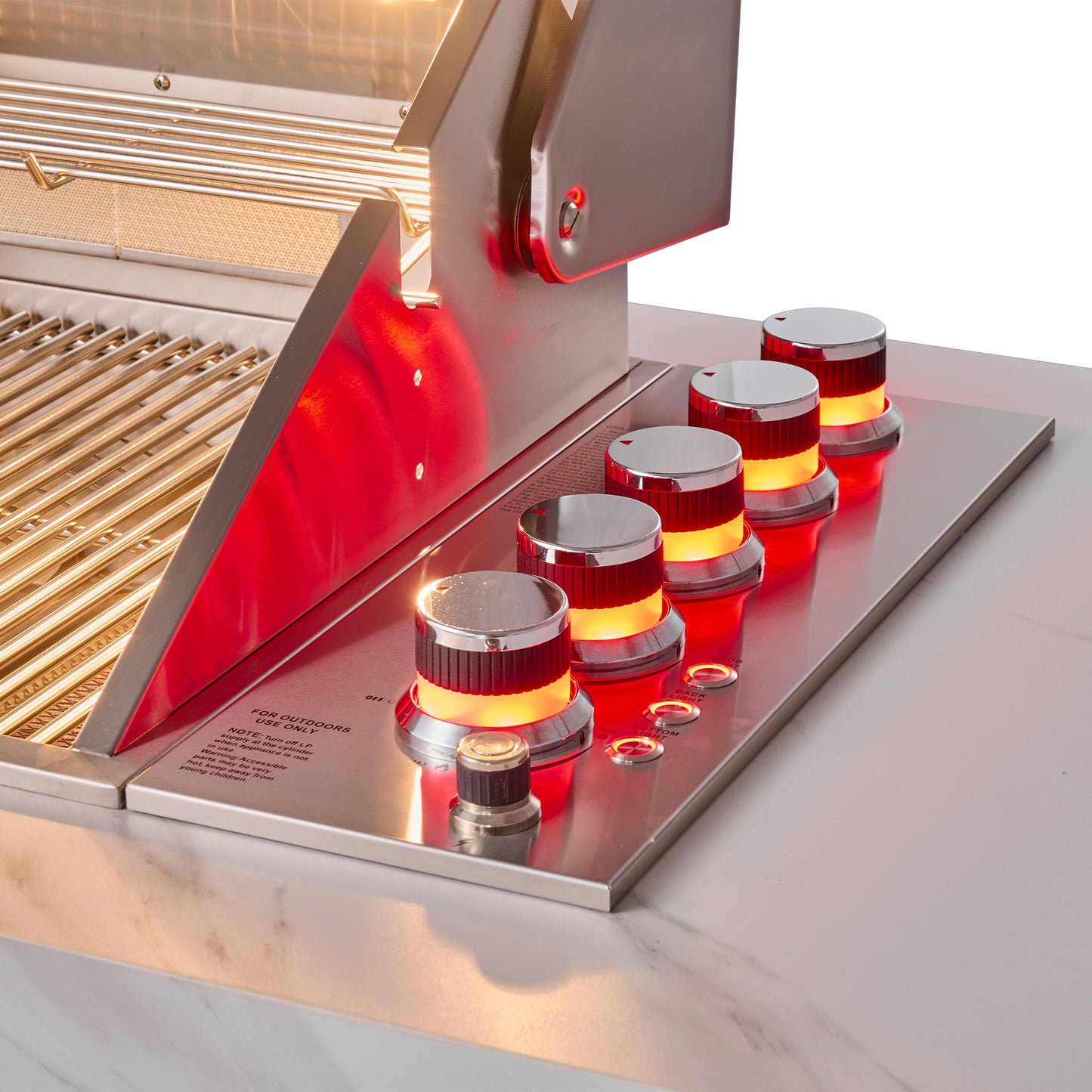 Forno Rimini Outdoor Kitchen: 30" BBQ 62,600 BTU, 4.8 cu.ft. Refrigerators, White Countertops