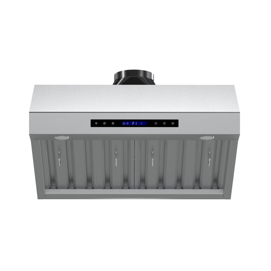 Forno Palazzo 30-Inch Wall Mounted Range Hood, Stainless Steel, Heavy Duty Baffle Filters, Remote Control