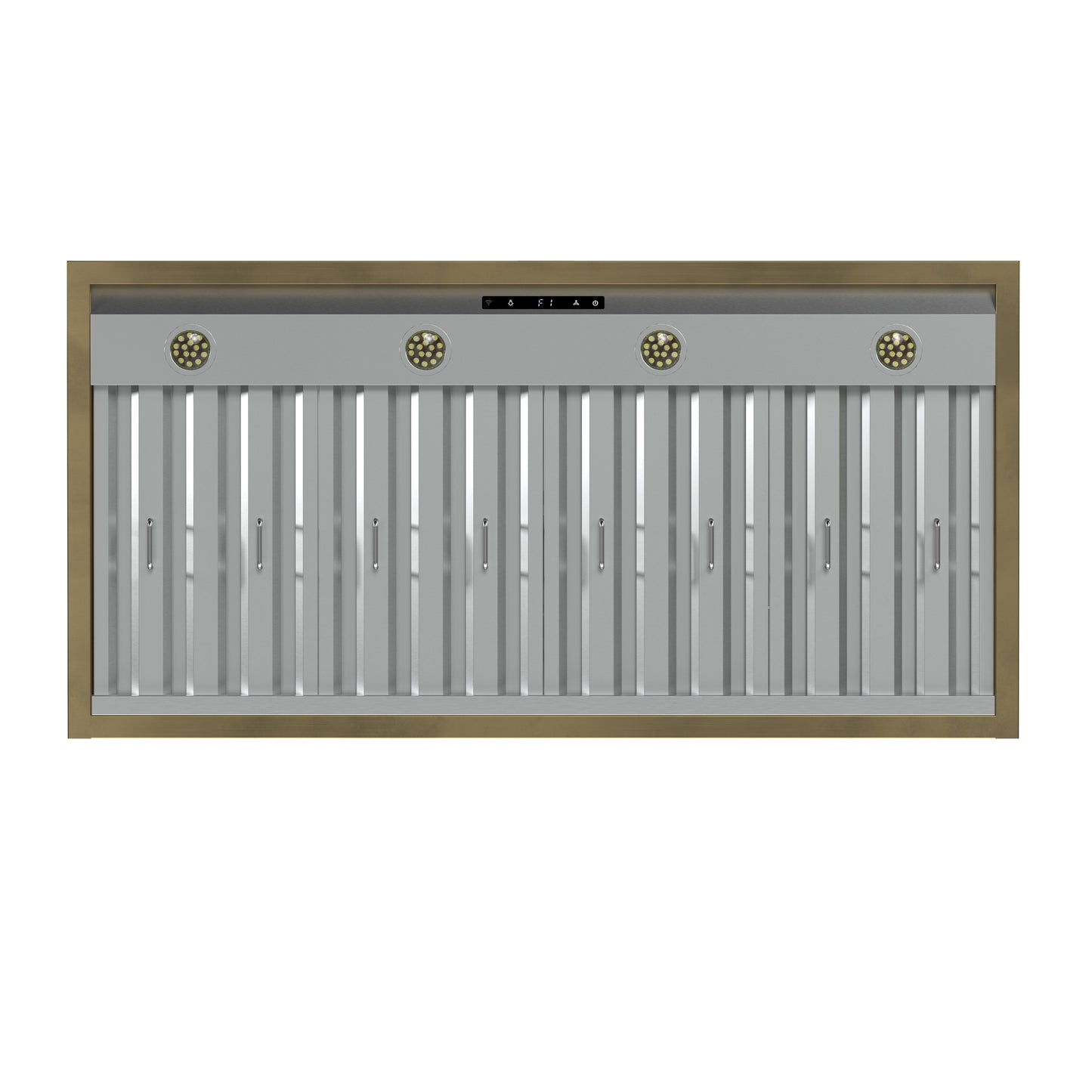 Forno Vittorio 48-Inch Wall Mount Range Hood, White with Antique Brass Trim, 600 CFM Airflow, Dishwasher-Safe Baffle Filters, Remote Control, 3-Speed Fan, Bright LED Lighting