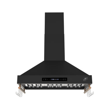 Forno Venezia 36 Inch Wall-Mounted Range Hood in Black with Touch Controls and Baffle Filters