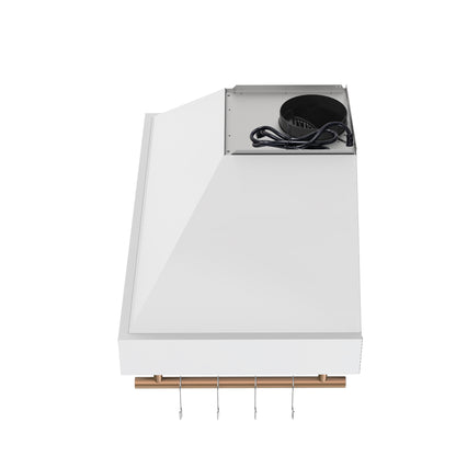 Forno Venezia 36 Inch Wall-Mounted Range Hood in White with Touch Controls and Baffle Filters