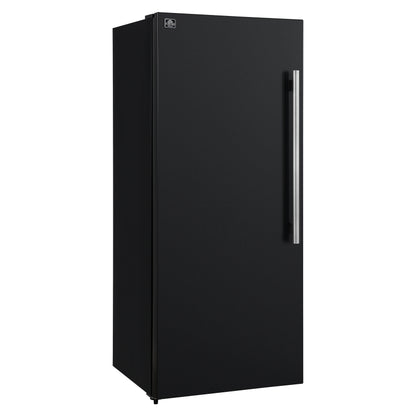 Forno Maderno 28-Inch Convertible Upright Freezer/Refrigerator in Black with Antique Brass Handle, 13.6 cu.ft., Left Swing
