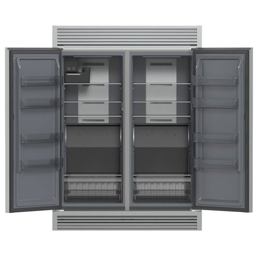 Forno Fortezza 60 Inch Convertible Refrigerator/Freezer with Trim Grill, Stainless Steel, Total No Frost, with Automatic Ice Maker