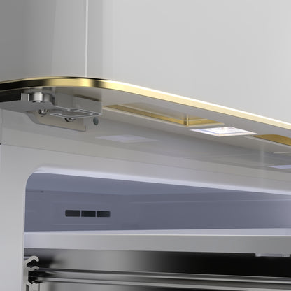 Forno Luigi 33-Inch French Door Refrigerator, 18 cu.ft, White Finish, Antique Brass Handles, ENERGY STAR Certified