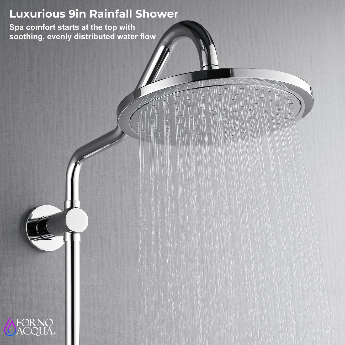 Forno Acqua AcquaSPA Retrofit Shower, Overhead Rainfall Shower, Handheld Shower Head, Body Jets, 6 Way Diverter, Polished Stainless Steel Finish, 1.8 GPM Flow Rate