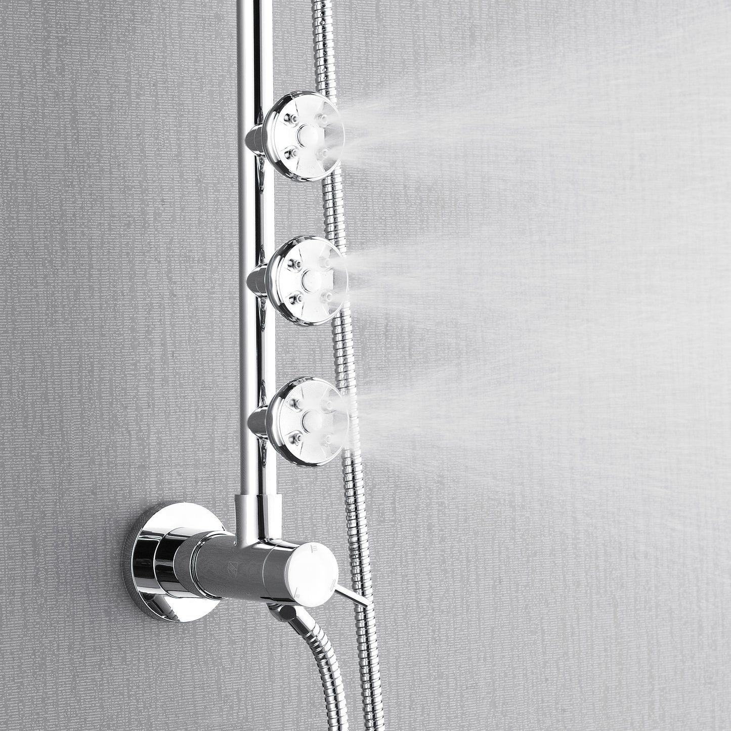 Forno Acqua AcquaSPA Retrofit Shower, Overhead Rainfall, 8 Inch Shower Head, Handheld Shower Head, Body Jets, 6 Way Diverter, Polished Stainless Steel Finish, 2.5 GPM Flow Rate