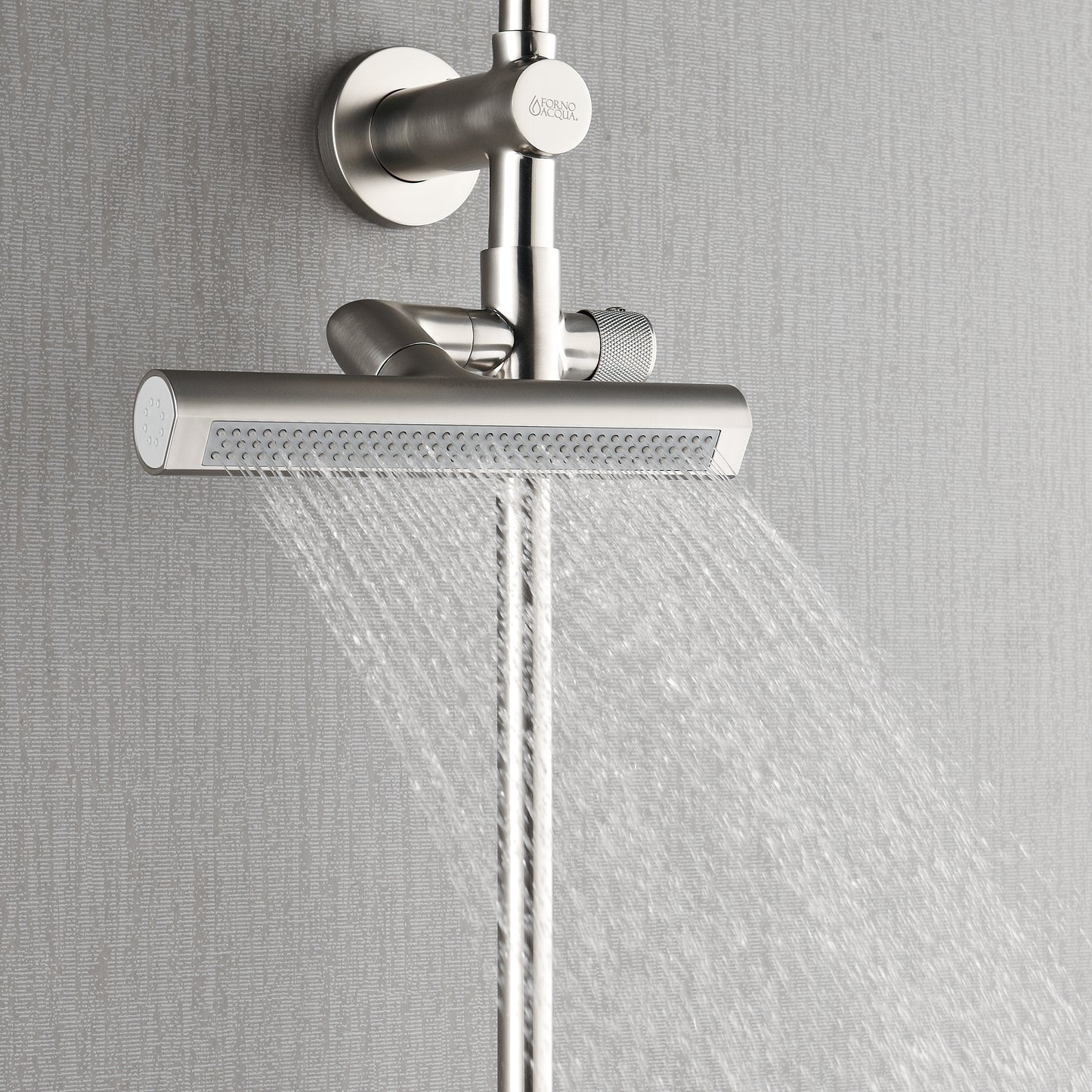 Forno Acqua AcquaFALL Shower, Brushed Nickel Finish, Overhead Rainfall Shower, Handheld Shower Head, Body Jets, 1.8 GPM Flow Rate