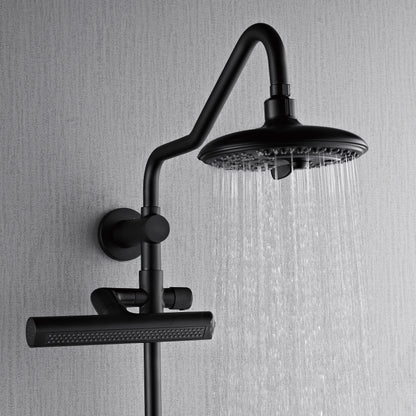 Forno Acqua AcquaFALL Shower, Matte Black Finish, Overhead Rainfall Shower, 7 Way Diverter, Handheld Shower Head, Body Jets, 1.8 GPM Flow Rate