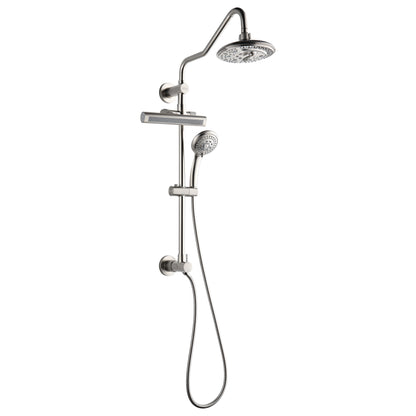 Forno Acqua AcquaFALL Shower, Brushed Nickel Finish, Overhead Rainfall Shower, 7 Way Diverter, Handheld Shower Head, Body Jets, 2.5 GPM Flow Rate