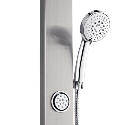 Forno Acqua AcquaSPA Shower Panel in Stainless Steel, Overhead Rainfall Shower, Handheld Shower Head, Body Jets, 6 Way Diverter, 2.5 GPM Flow Rate