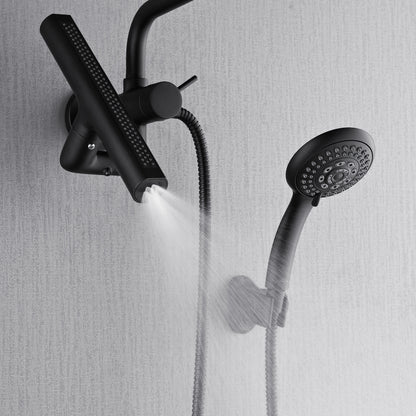 Forno Acqua AcquaFALL Mini 8 Inch Shower Head, Matte Black Finish, Overhead Rainfall Shower, Handheld Shower Head, Body Jets, 1.8 GPM Flow Rate