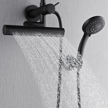 Forno Acqua AcquaFALL Mini 8 Inch Shower Head, Matte Black Finish, Overhead Rainfall Shower, Handheld Shower Head, Body Jets, 1.8 GPM Flow Rate