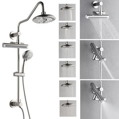 Forno Acqua AcquaFALL Shower, Brushed Nickel Finish, Overhead Rainfall Shower, 7 Way Diverter, Handheld Shower Head, Body Jets, 2.5 GPM Flow Rate