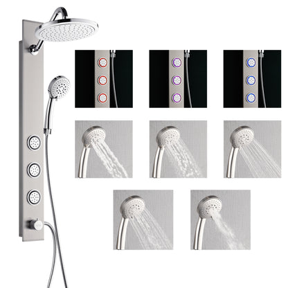 Forno Acqua AcquaSPA Shower Panel with SensoTemp, Stainless Steel, Overhead Rainfall Shower, Handheld Shower Head, Body Jets, 1.8 GPM Flow Rate