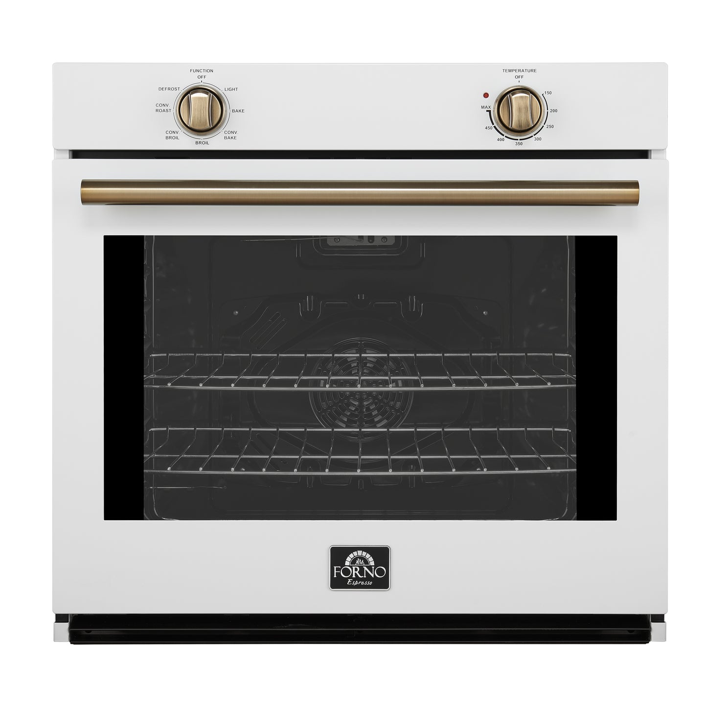 Forno Vomero 30-Inch Wall Oven, White, 5 cu.ft Capacity, 3550 Watts Convection, Mechanical Controls, Manuel Steam Clean
