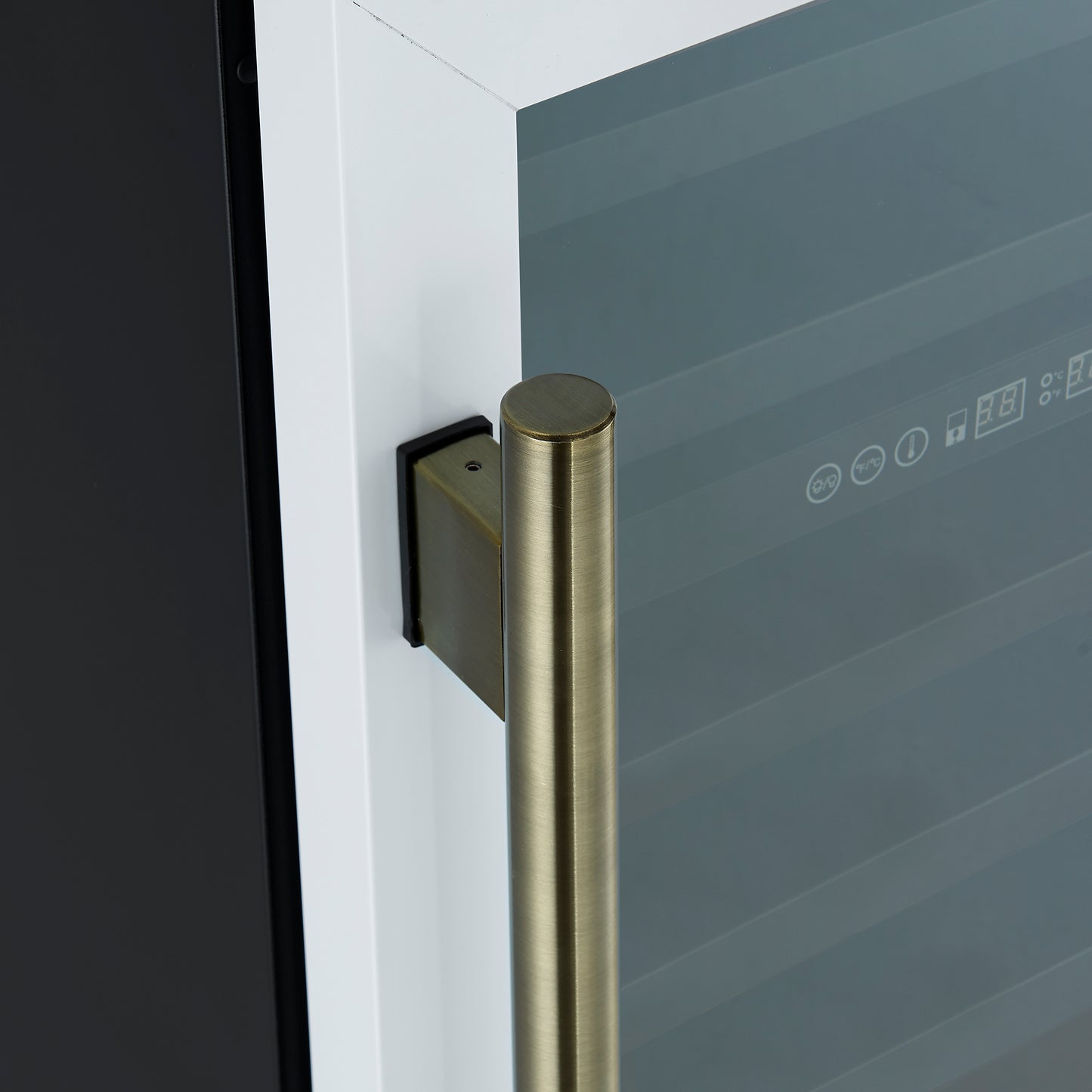 Forno Bacchino 24 Inch Wine Cooler, White with Antique Brass Handles, with LED Lighting, Triple Glass Door, 51 Bottle Capacity, Built-In or Freestanding